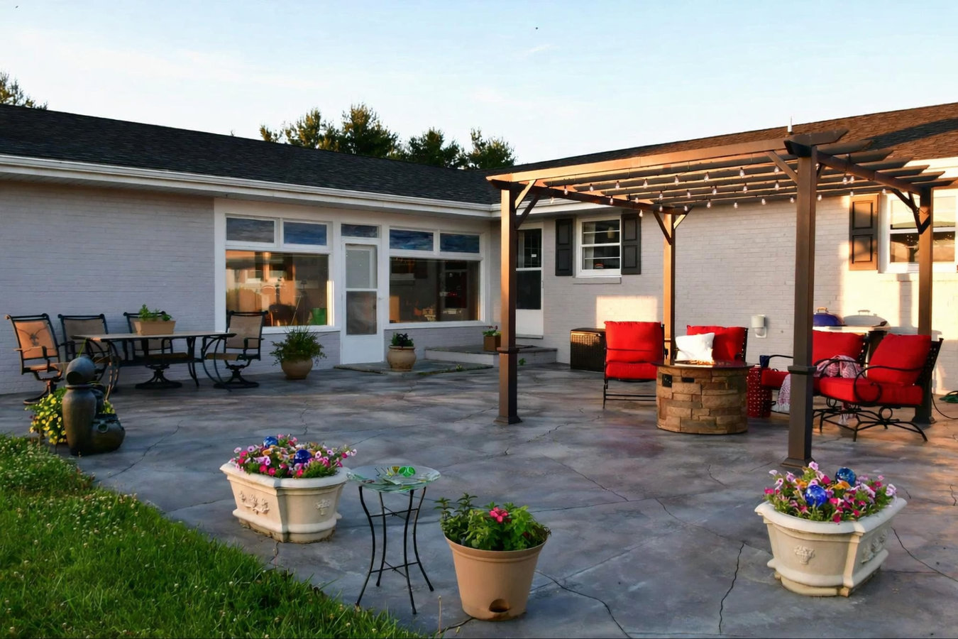Concrete patio construction in Brookline, MA