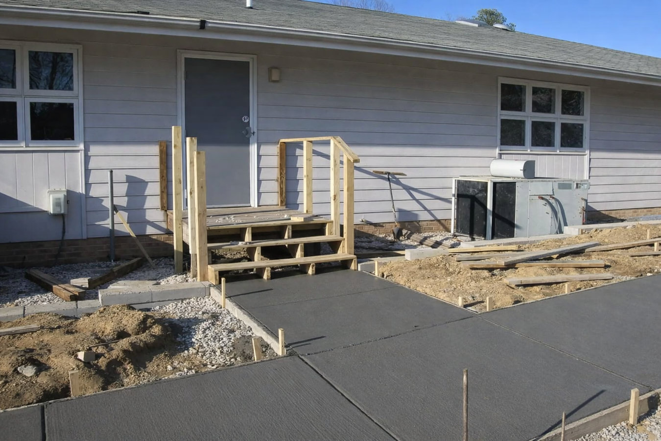 Concrete sidewalk building in Brookline, MA